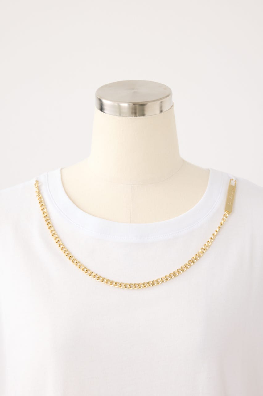 【ARMANI EXCHANGE】チェーンディティール 半袖クルーネックTシャツ WHT S