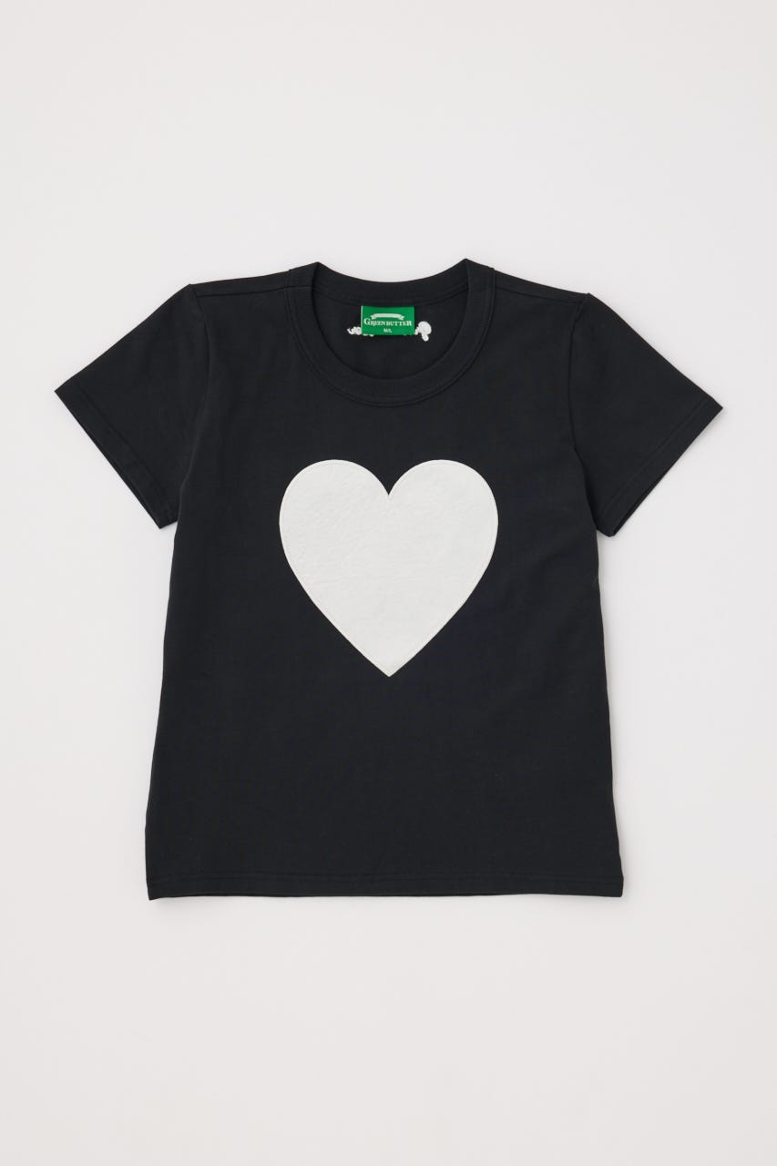【GREEN BUTTER】Heart Applique Tシャツ BLK L