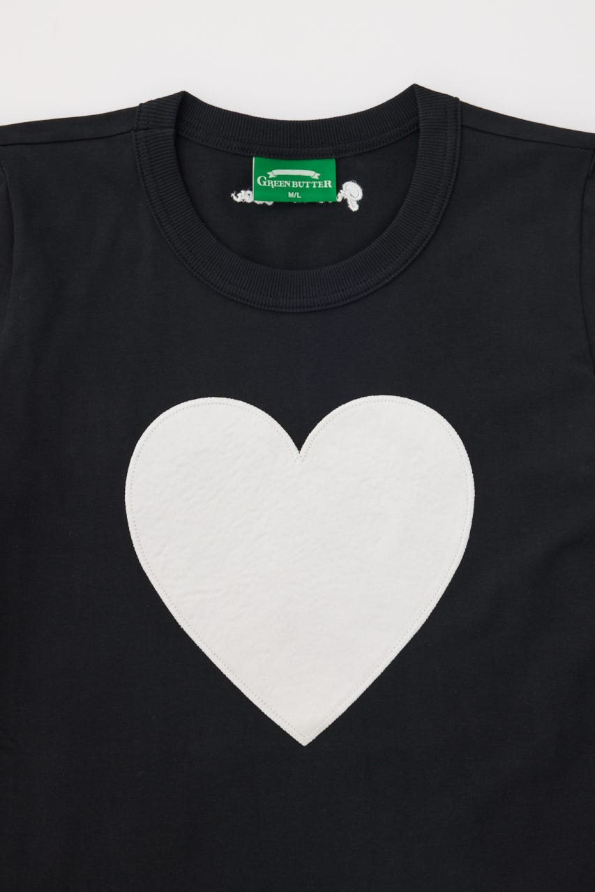【GREEN BUTTER】Heart Applique Tシャツ BLK L