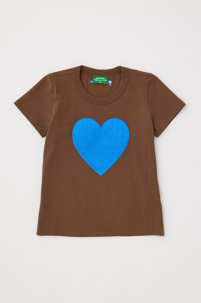 【GREEN BUTTER】Heart Applique Tシャツ BRN L