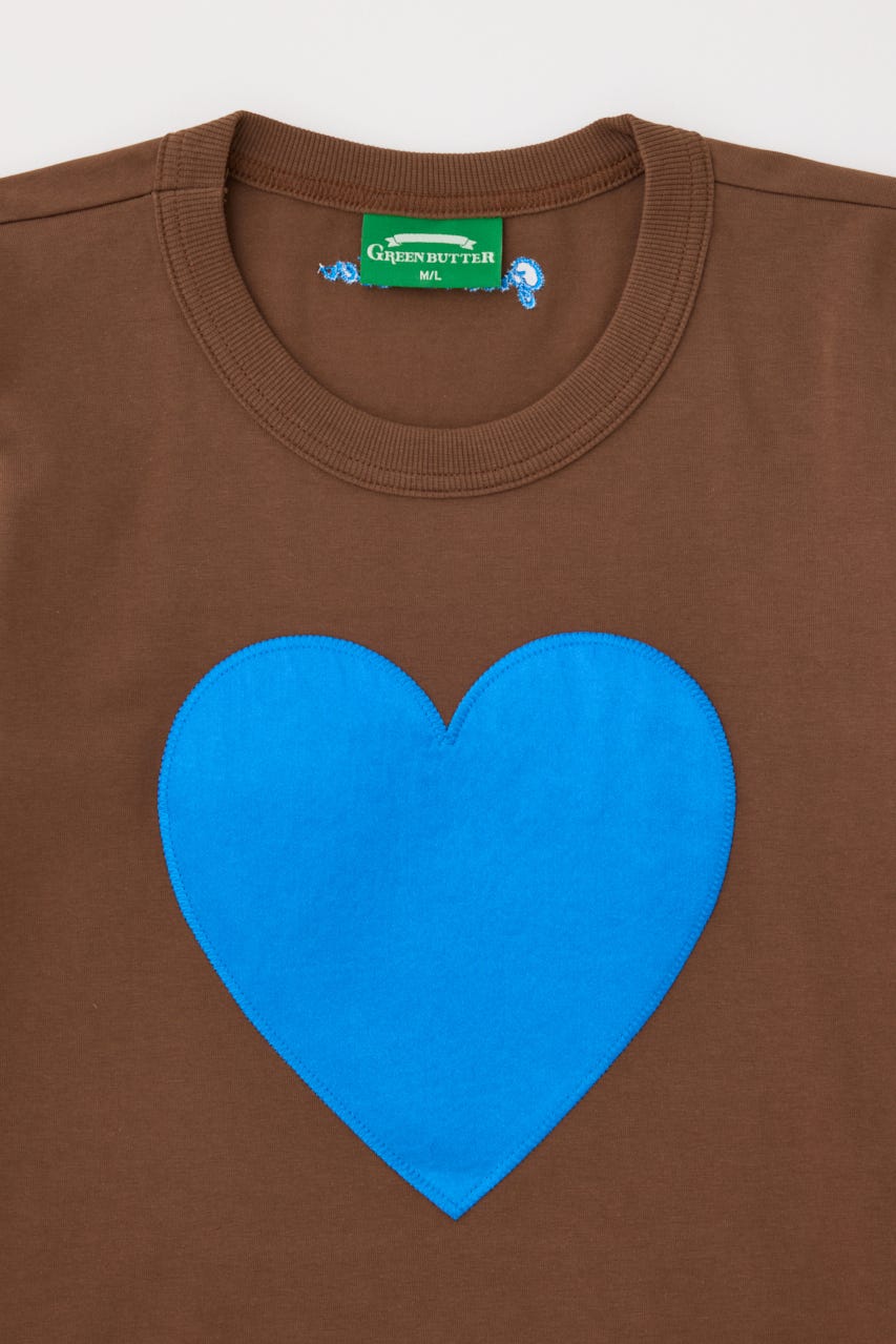 【GREEN BUTTER】Heart Applique Tシャツ BRN L