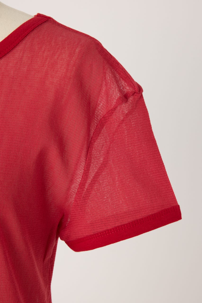 【PISCESS】Cotton Mesh Slim Fit Tシャツ RED FREE