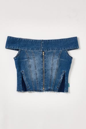 【INSTANTFUNK】デニム オフショルダートップ