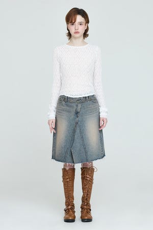 【INSTANTFUNK】ミディ デニムスカート