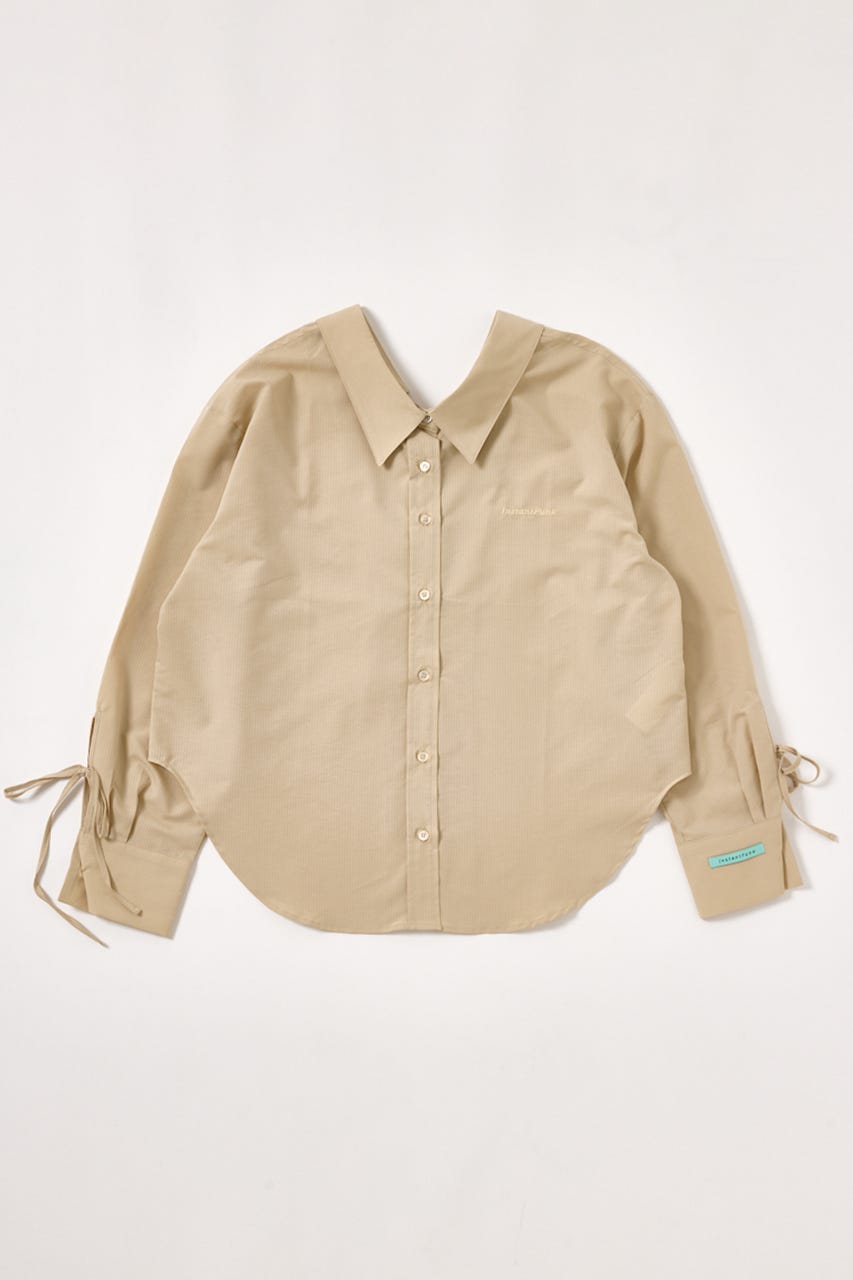 【INSTANTFUNK】リボン シャツ BEG FREE