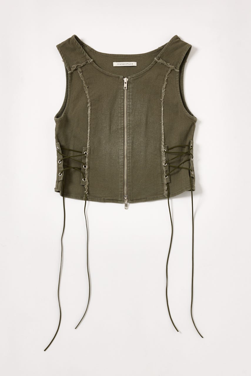 【INSTANTFUNK】ジップアップ ベスト KHA FREE