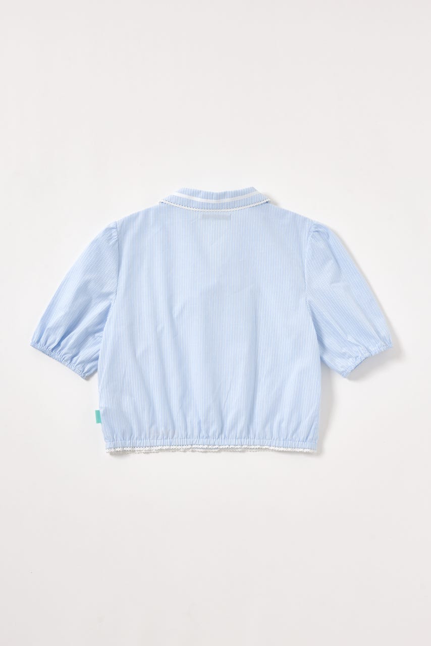 【INSTANTFUNK】クロップド ショートスリーブ ブラウス BLU M