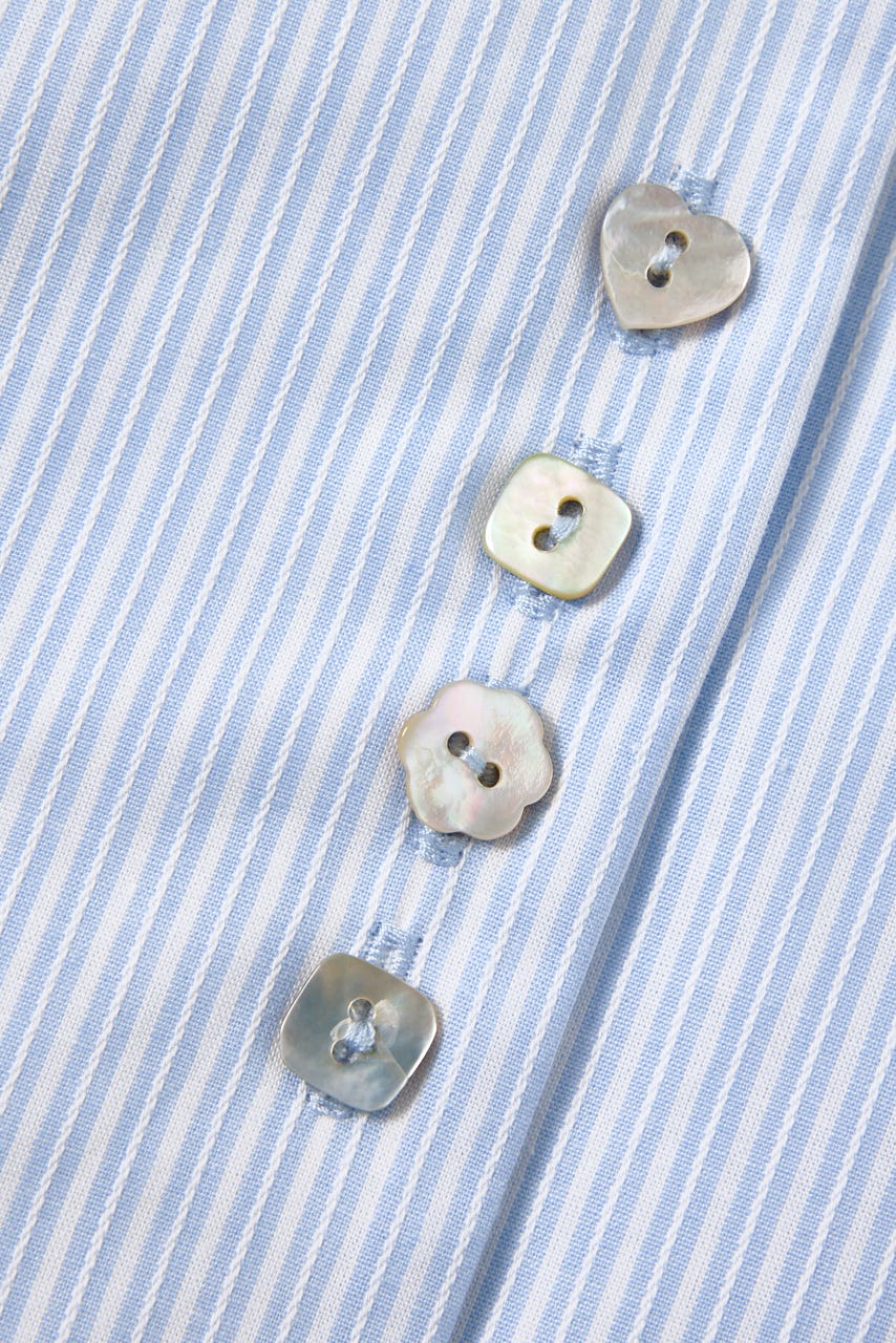 【INSTANTFUNK】クロップド ショートスリーブ ブラウス BLU M