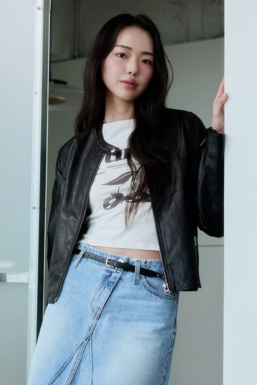 【INSTANTFUNK】レザーライク ショートジャケット BLK FREE