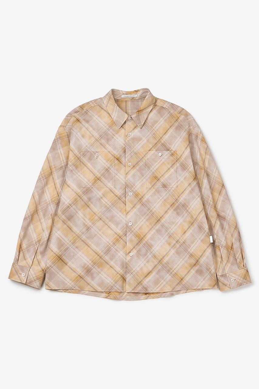 【INSTANTFUNK】ロゴ チェックシャツ BEG L