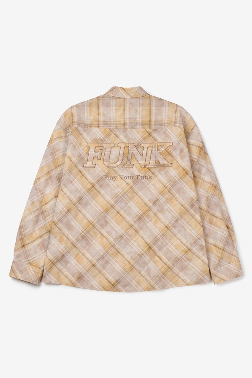 【INSTANTFUNK】ロゴ チェックシャツ BEG L