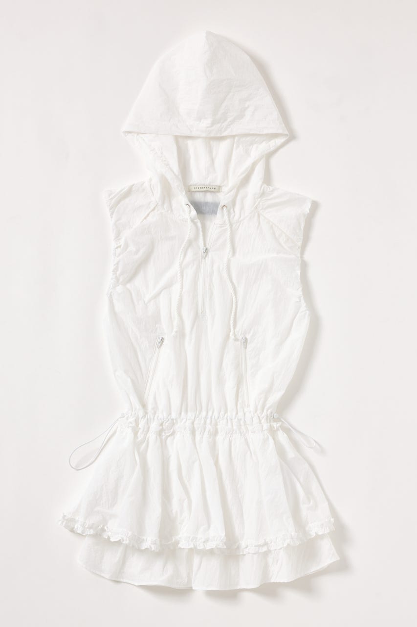 【INSTANTFUNK】フリル フーデッド ドレス WHT FREE