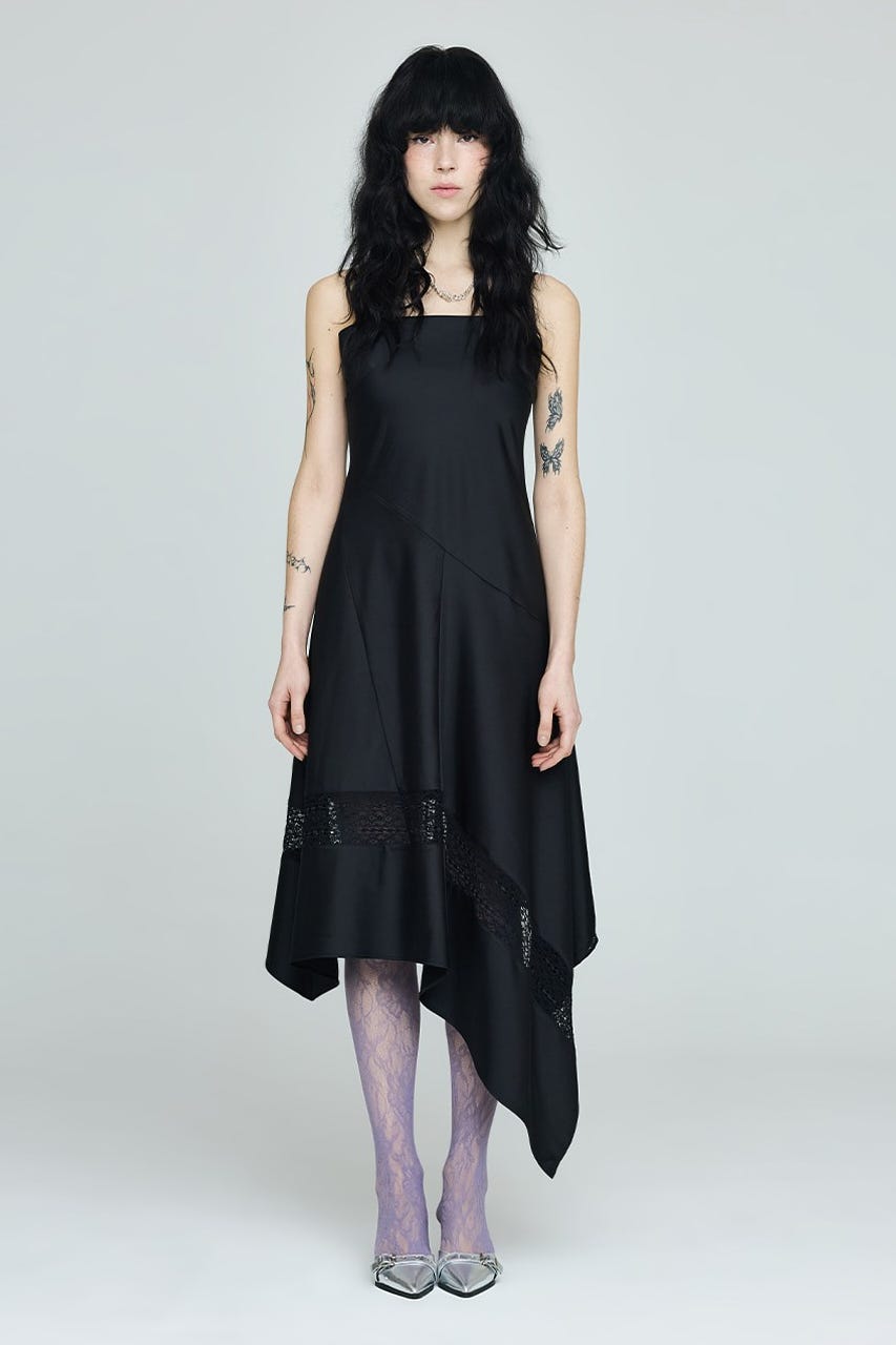 【INSTANTFUNK】アンバランス スリーブレスドレス BLK FREE