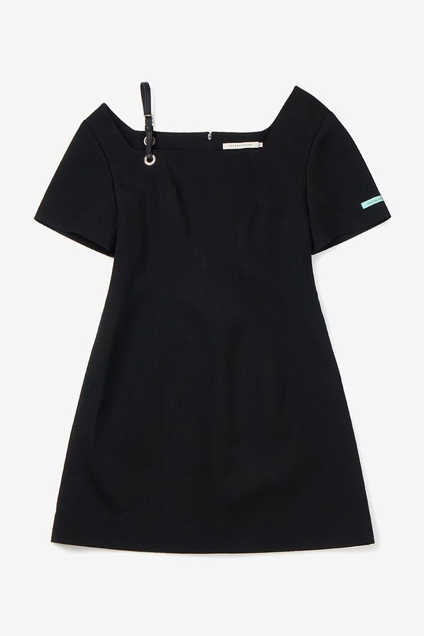 【INSTANTFUNK】クラシック ワンショルダードレス BLK S