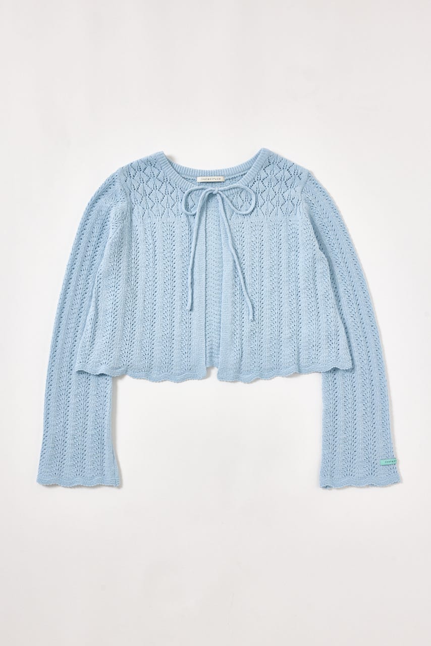 【INSTANTFUNK】リボン カーディガン L/BLU FREE