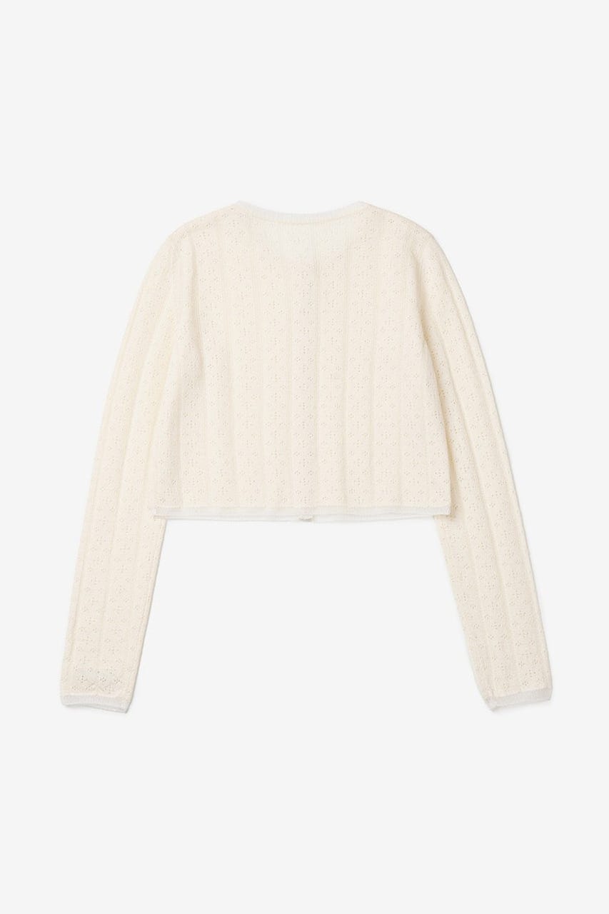 【INSTANTFUNK】ラウンドクロップド カーディガン O/WHT FREE