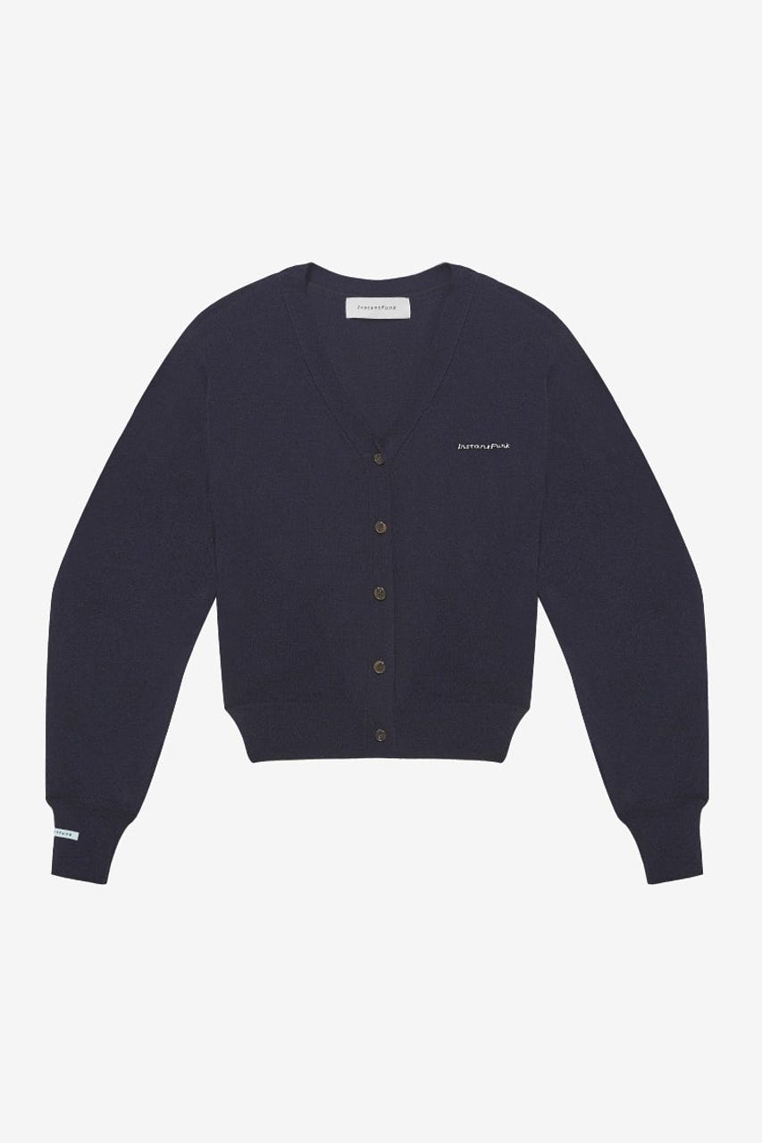 【INSTANTFUNK】ロゴ ウールブレンド カーディガン NVY FREE