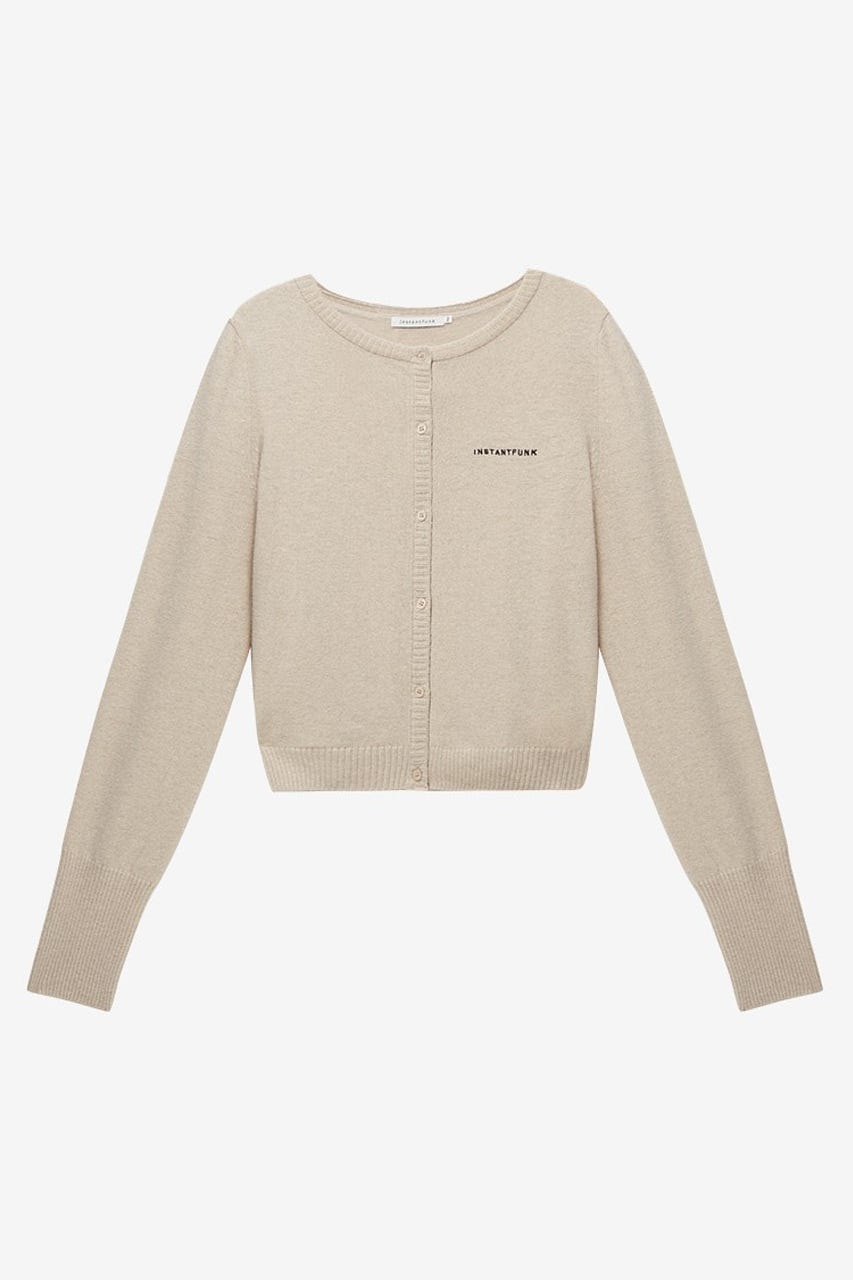 【INSTANTFUNK】クラシック ニードルワーク ウールブレンド カーディガン BEG S