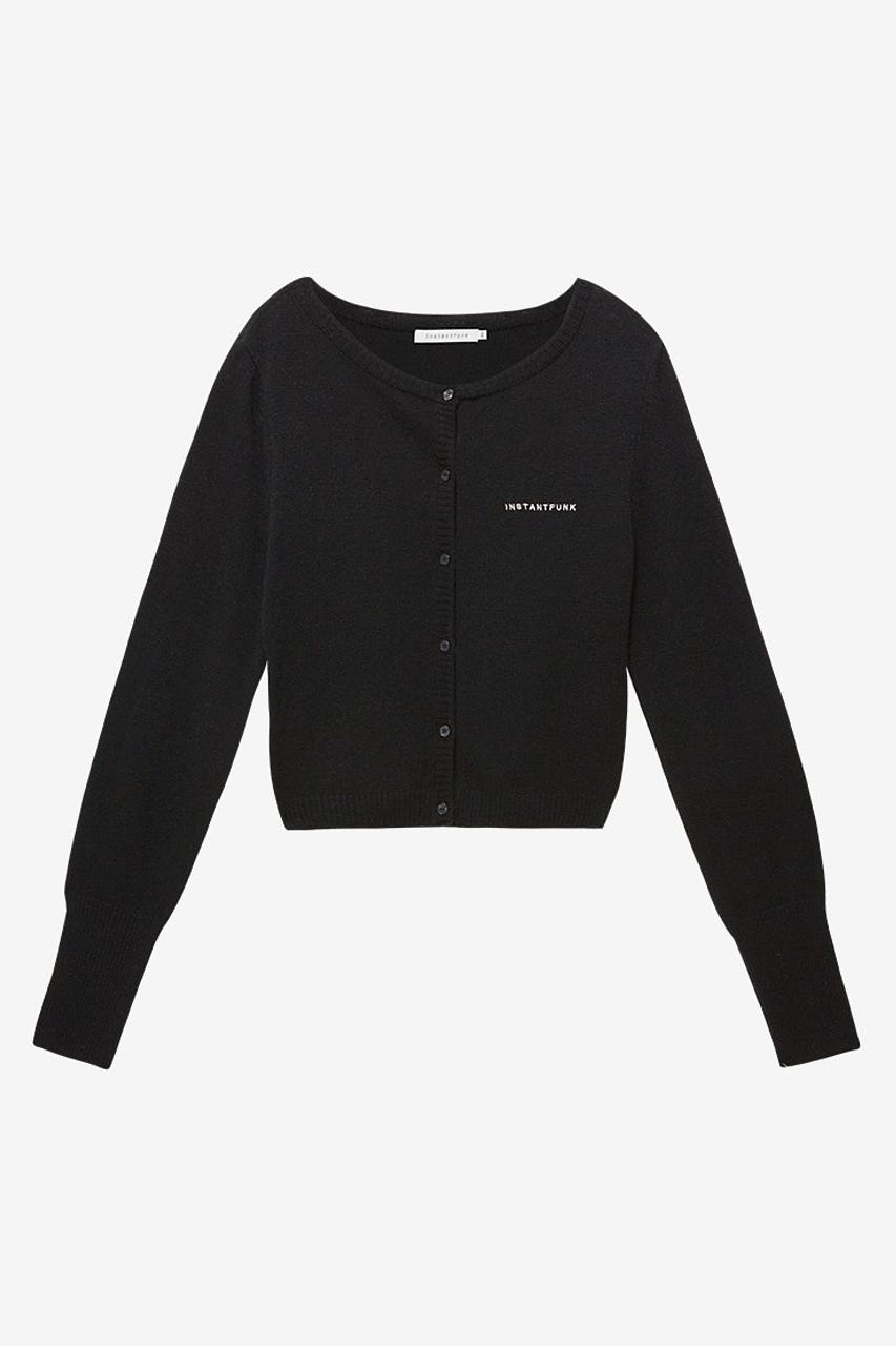 【INSTANTFUNK】クラシック ニードルワーク ウールブレンド カーディガン BLK S