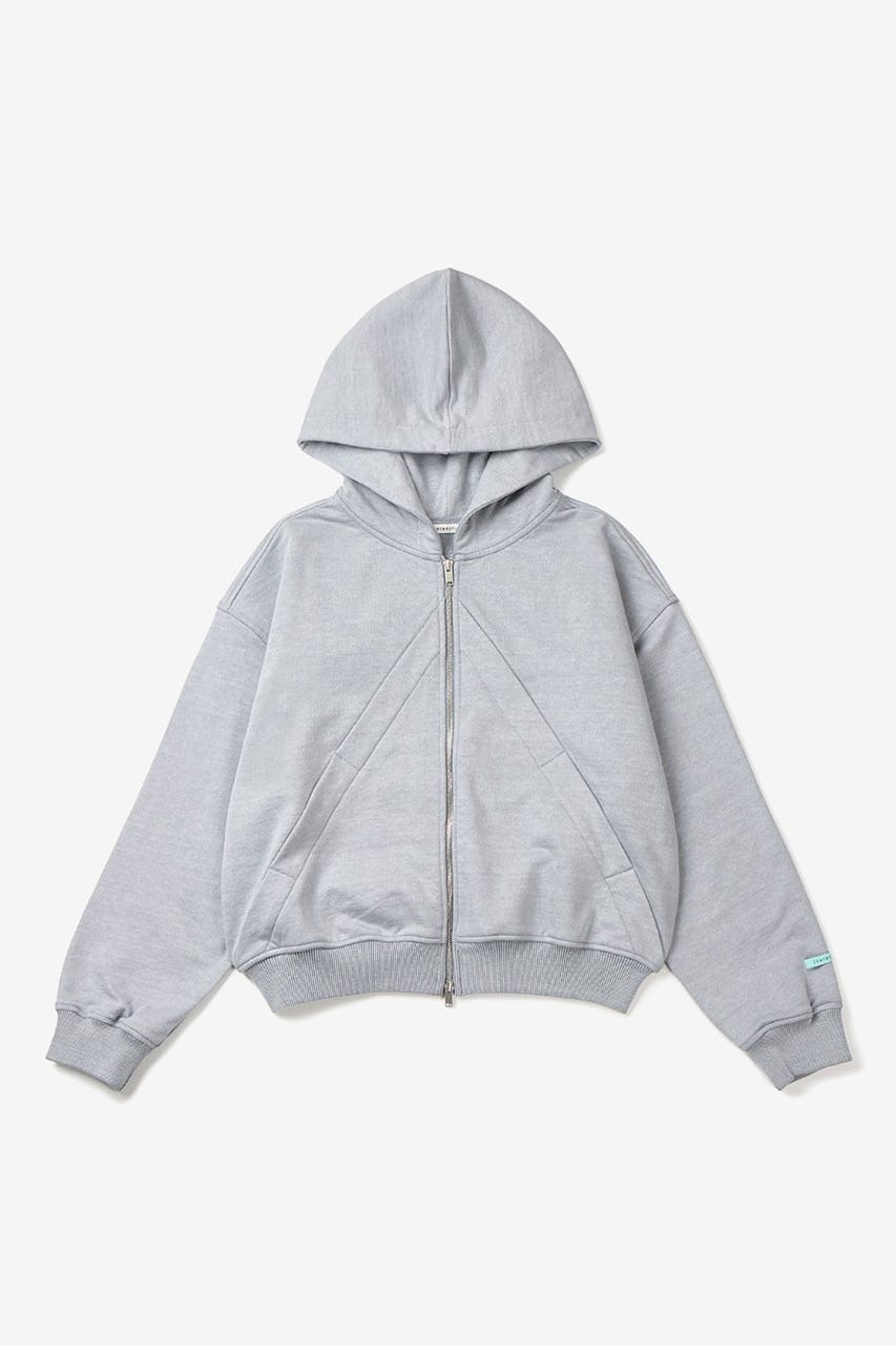 【INSTANTFUNK】オーバーサイズ カット ジップアップ フーディー GRY FREE