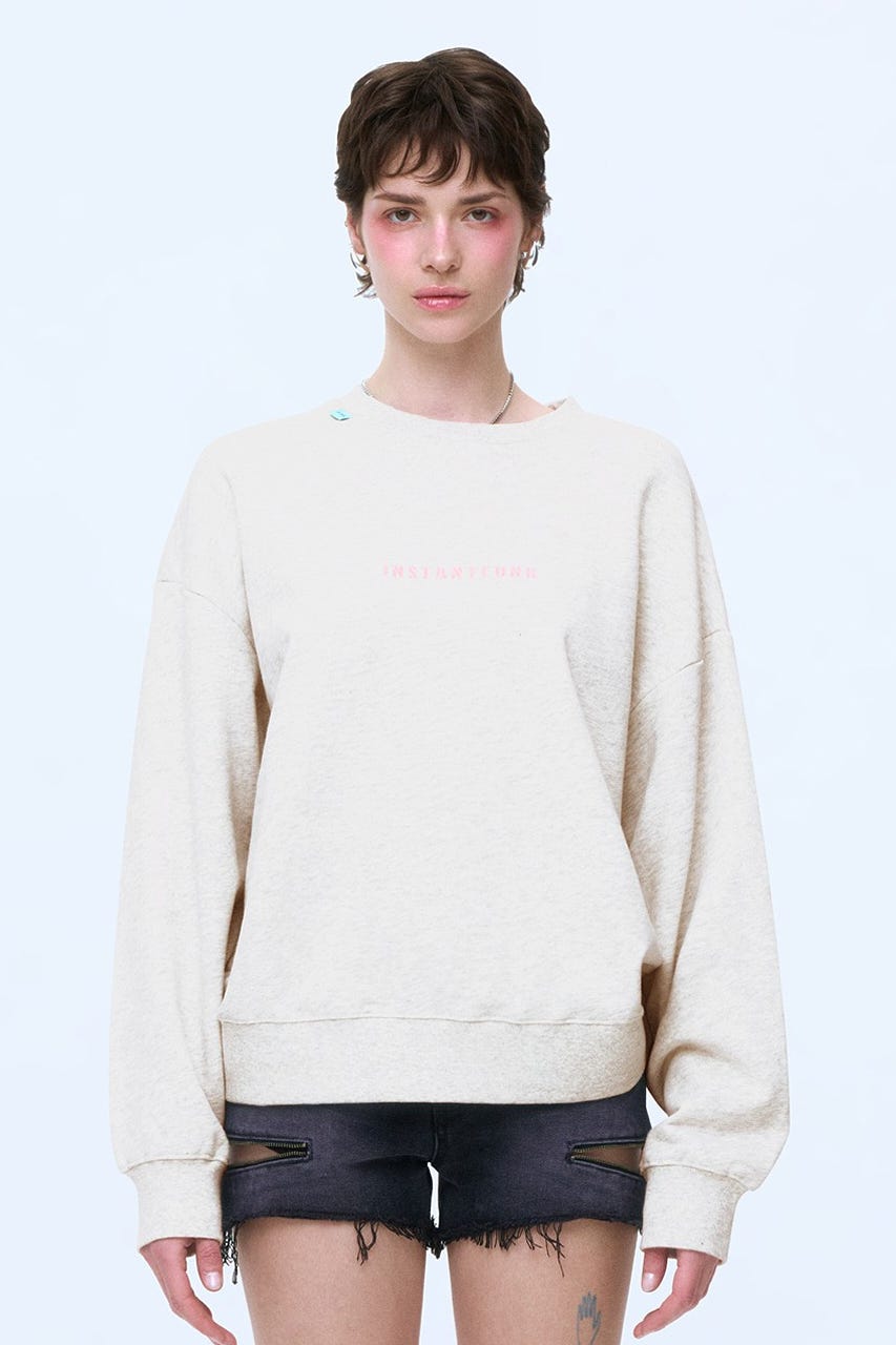 【INSTANTFUNK】ミニロゴ スウェットシャツ ECRU M