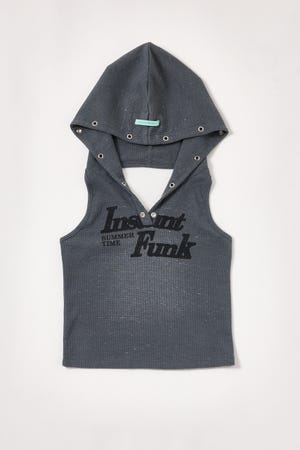 【INSTANTFUNK】フーデッド スリーブレストップ