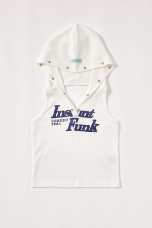 【INSTANTFUNK】フーデッド スリーブレストップ