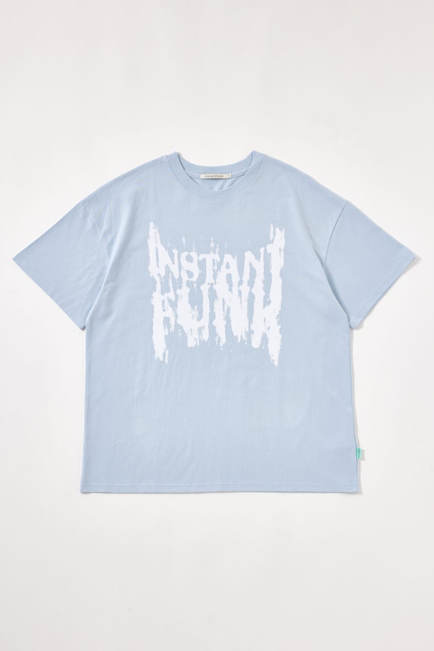 【INSTANTFUNK】ダメージ グラフィック Tシャツ L/BLU L