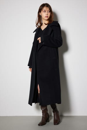 【❤︎新品❤︎】rienda ロングコート　ブラック オーバーネックシンデレララインコート（チェスターコート