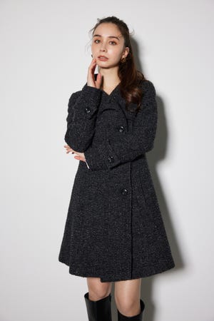 INED グレー　コート ルディックパーク Ludic Park 【お嬢様気分】フェイクウール襟