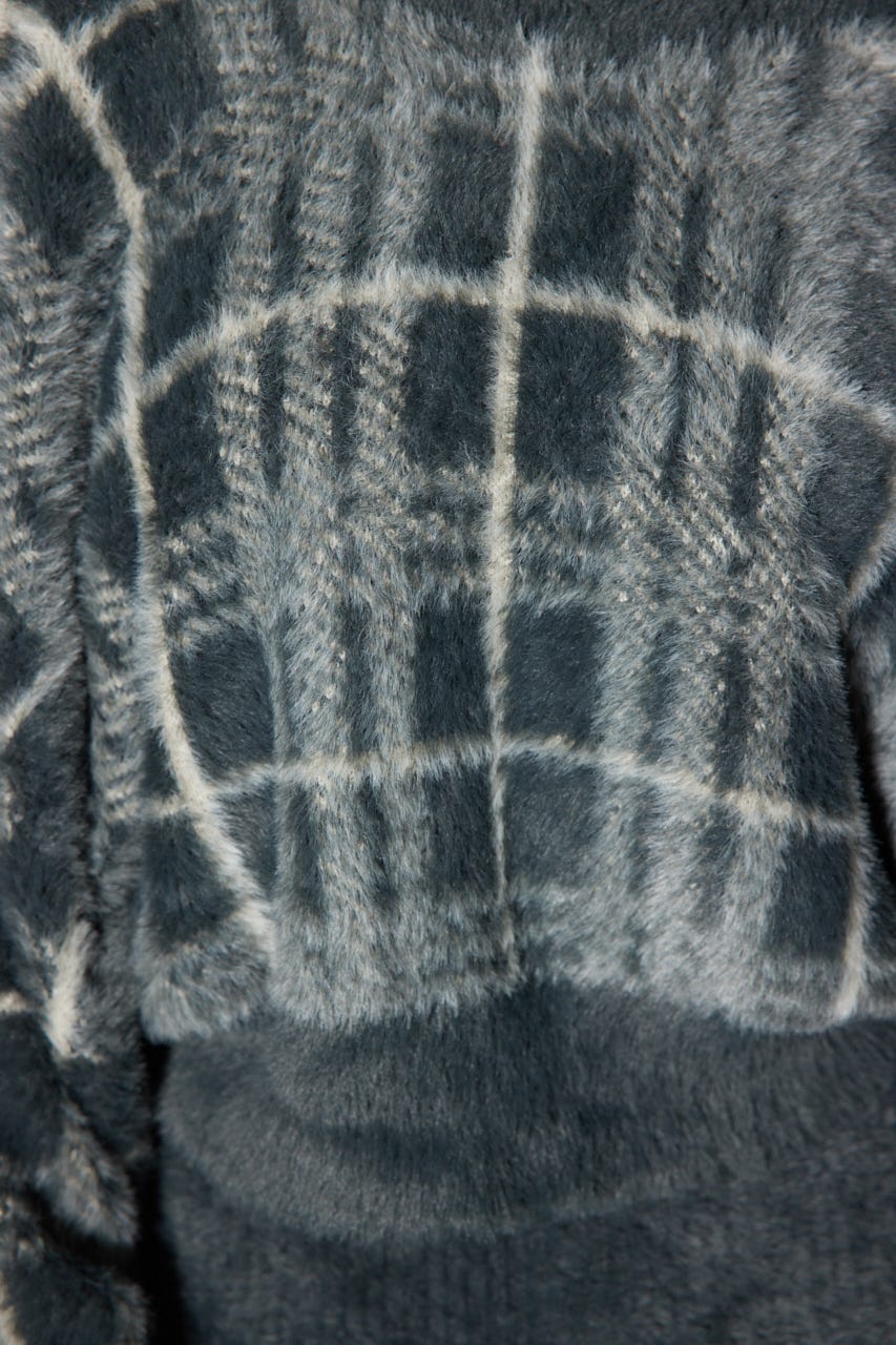 rienda | チェックジャガードカーディガンSETオフタートルニット