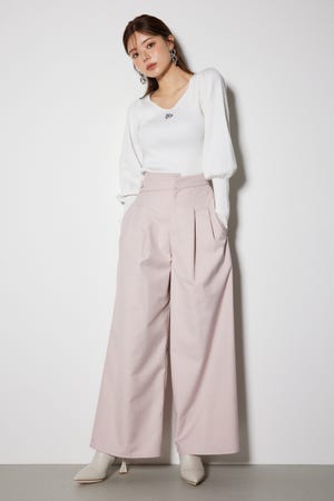 レイヤードベルトジャストウエストパンツ