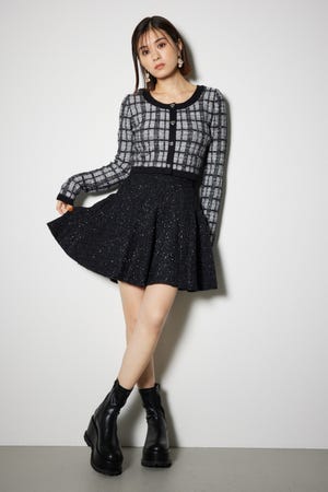 ボリュームフリルラメツイードスコットショートパンツ