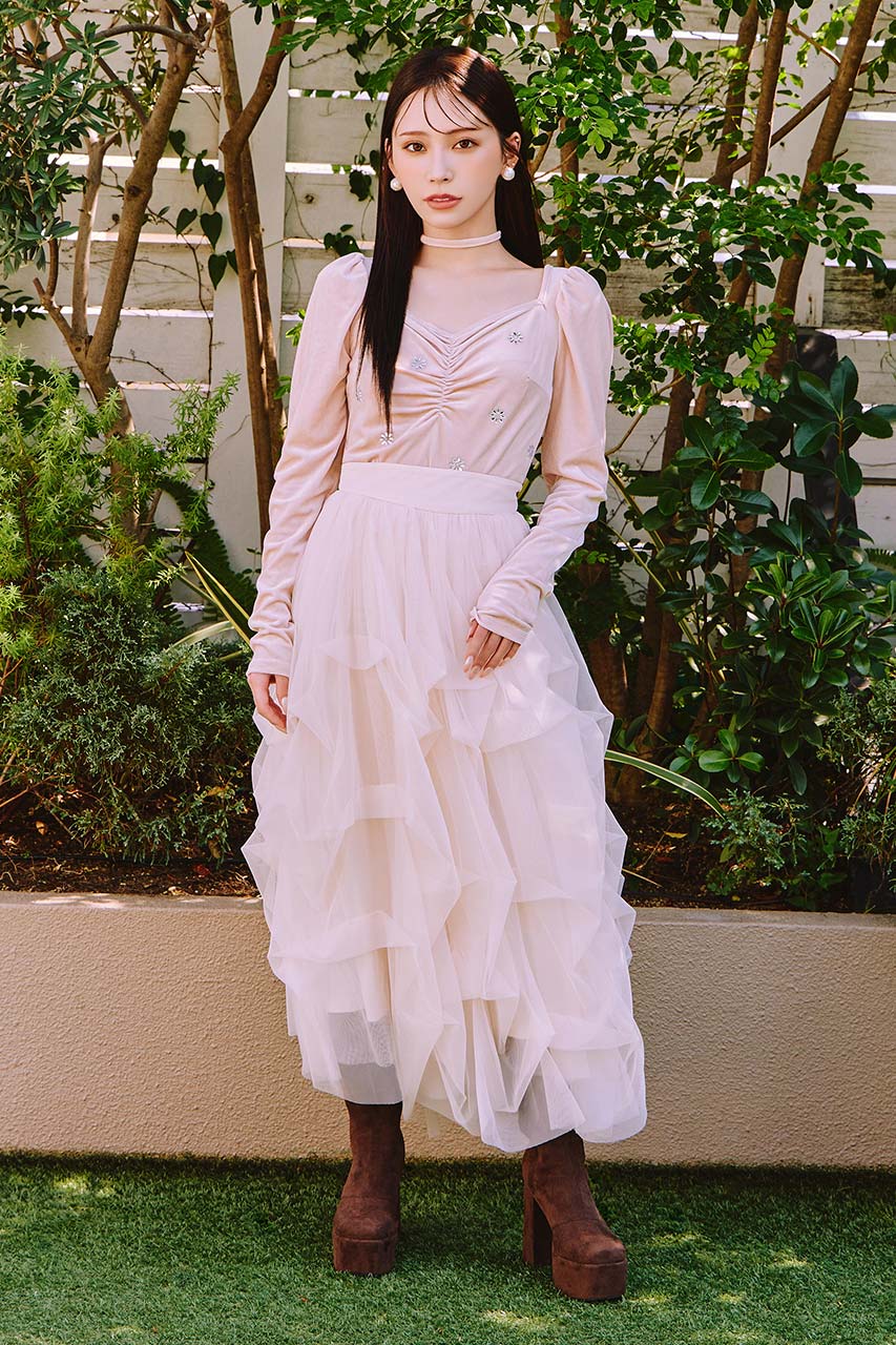 d*7様 レア！スナイデル たっぷりレース レトロ チュール リボン ロングスカ d*7様 レア！スナイデル たっぷりレース レトロ チュール リボン