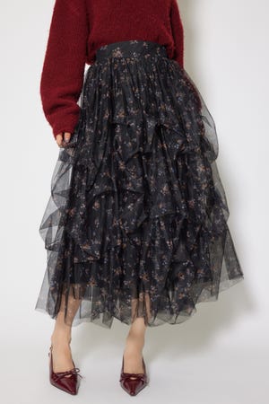 rienda ロンパース　ロングスカート フロントタイハイウエスト DENIMロングスカート（デニムスカート