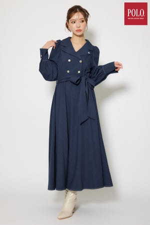 【POLO BCS】オープンカラーフレアワンピース