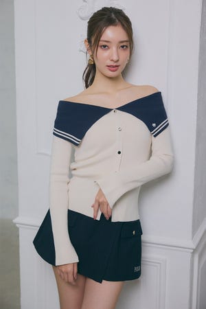 【POLO BCS】バイカラーニットトップス