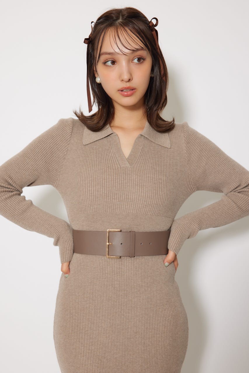 rienda | スキッパーニットワンピース (ワンピース(ロング