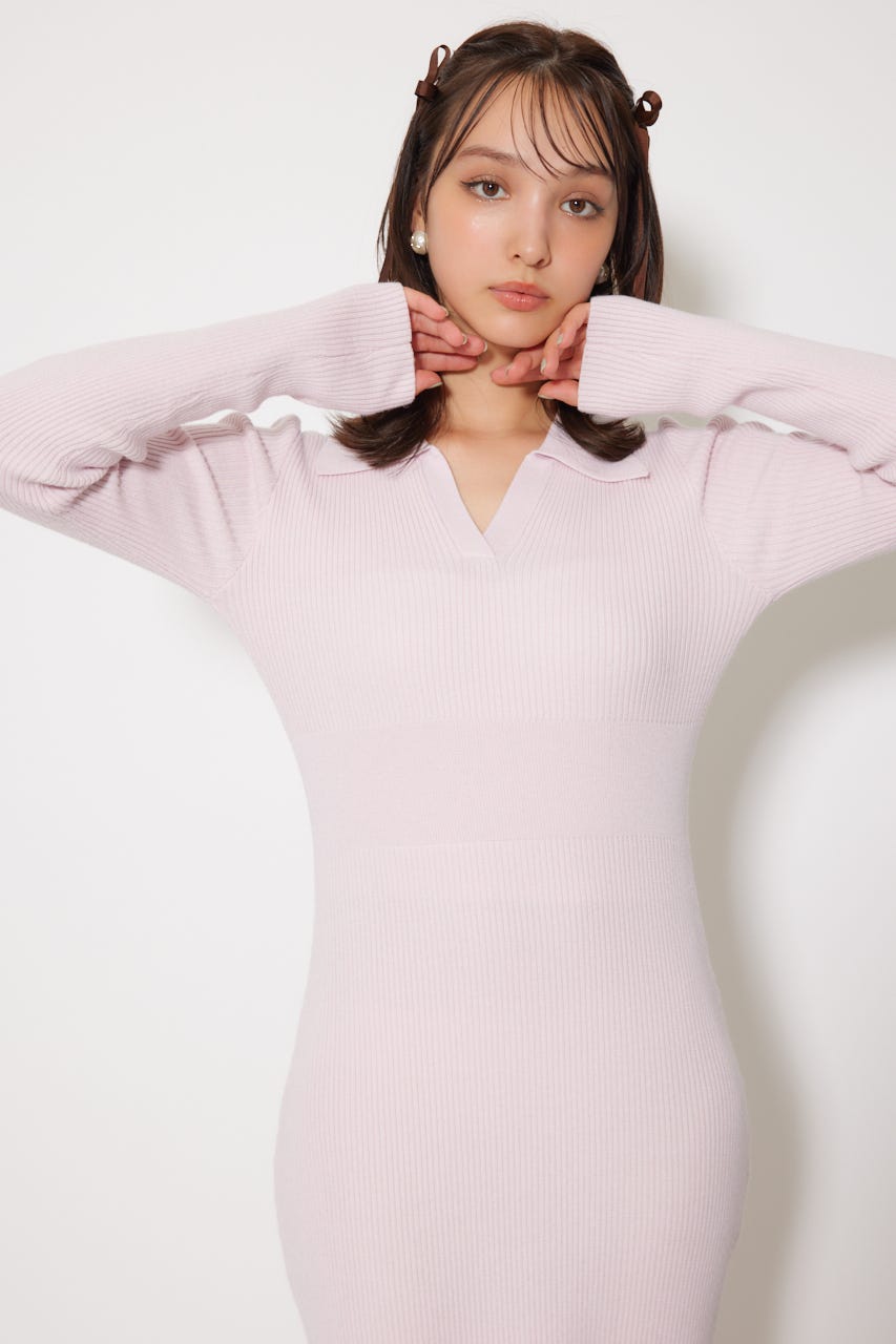 rienda | スキッパーニットワンピース (ワンピース(ロング