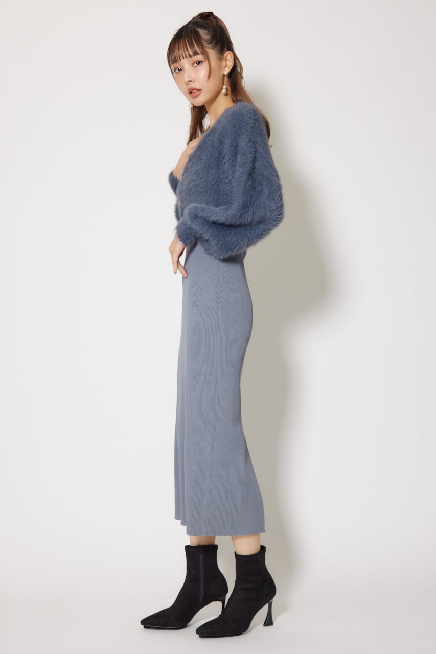 シャギーカーデセットワンピース GRY FREE