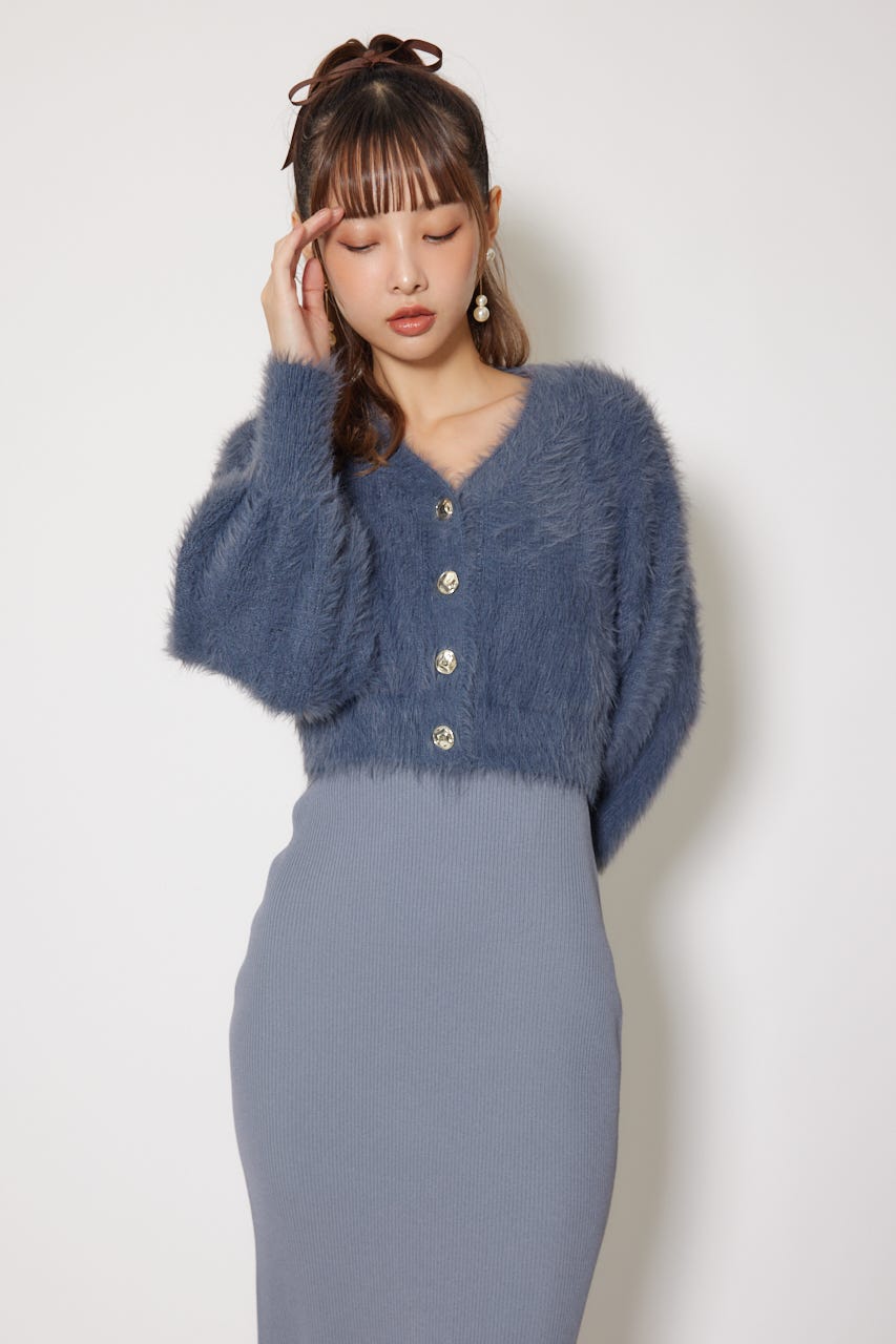 シャギーカーデセットワンピース GRY FREE