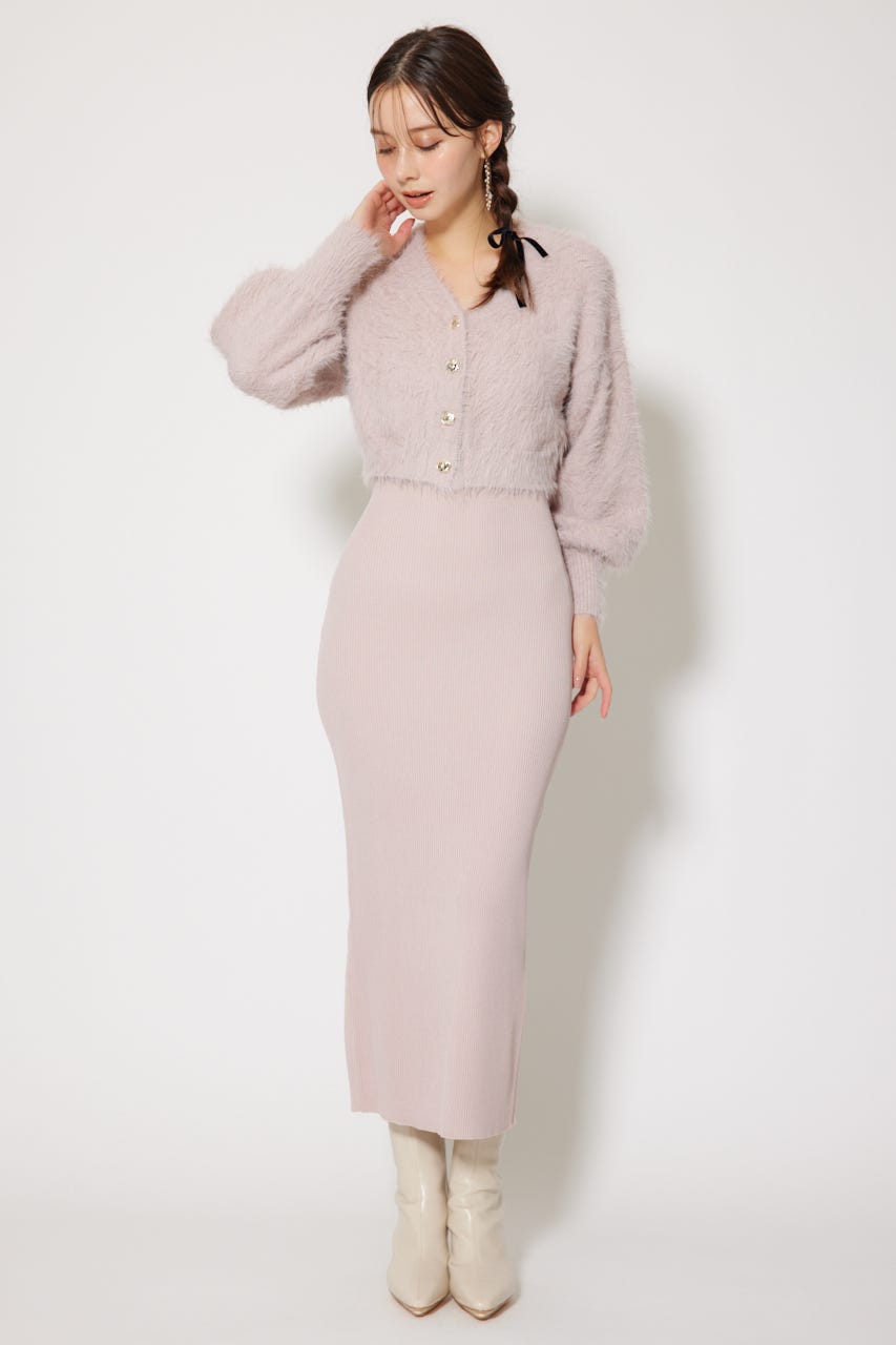 シャギーカーデセットワンピース PNK FREE