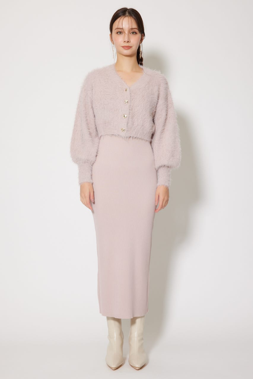 シャギーカーデセットワンピース PNK FREE