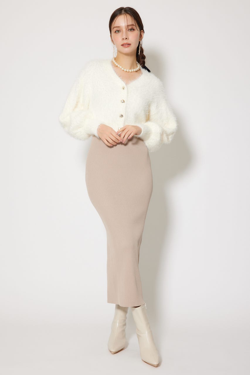 シャギーカーデセットワンピース WHT FREE