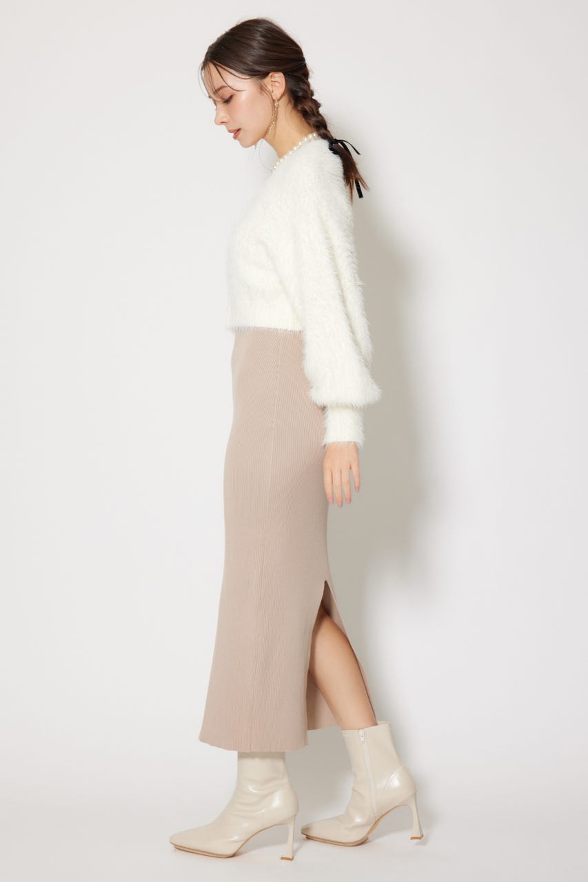 シャギーカーデセットワンピース WHT FREE