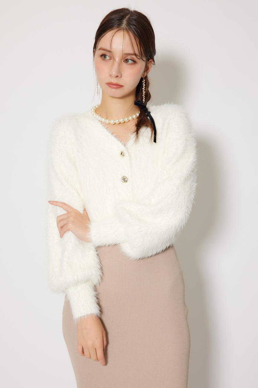 シャギーカーデセットワンピース WHT FREE