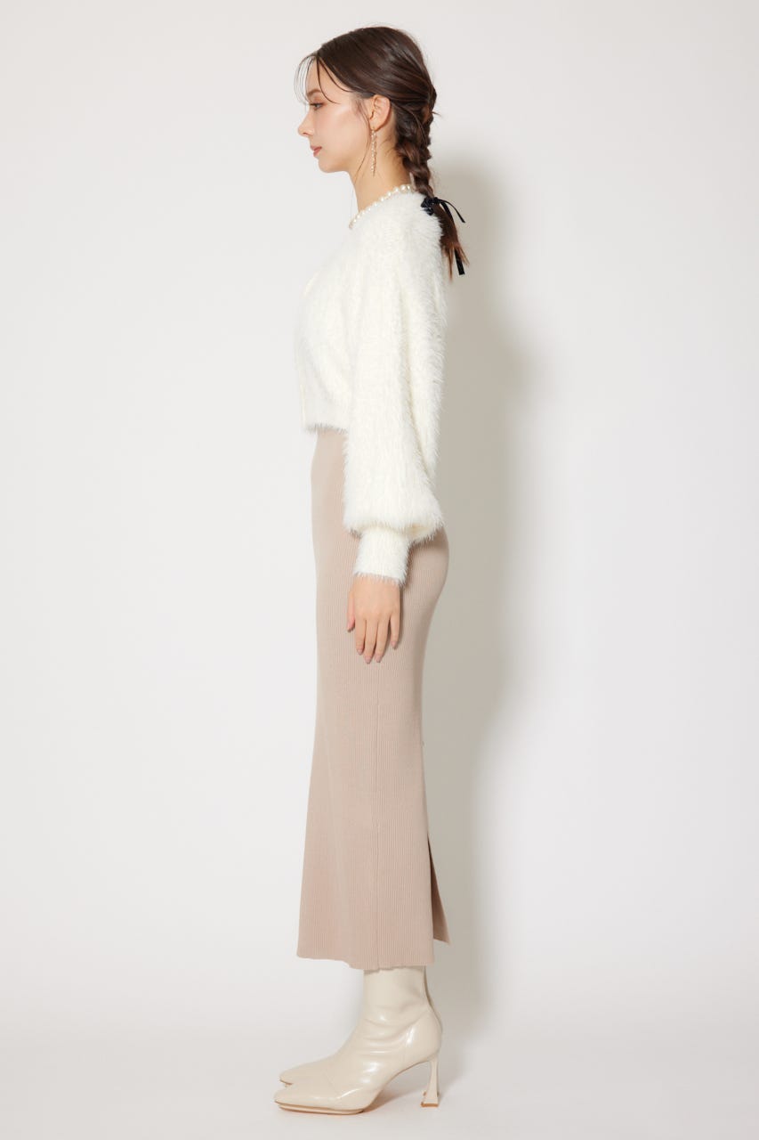 シャギーカーデセットワンピース WHT FREE