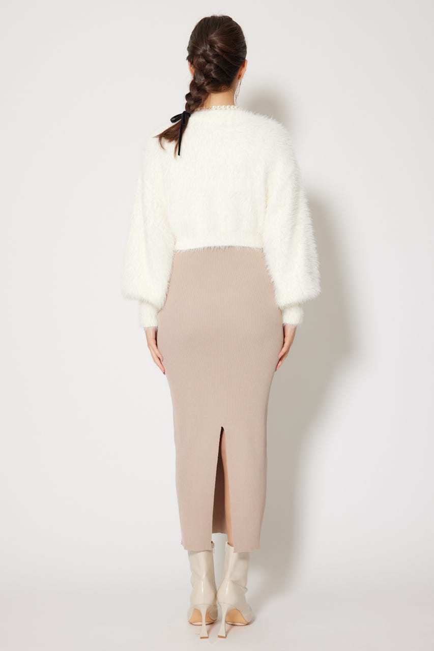 シャギーカーデセットワンピース WHT FREE