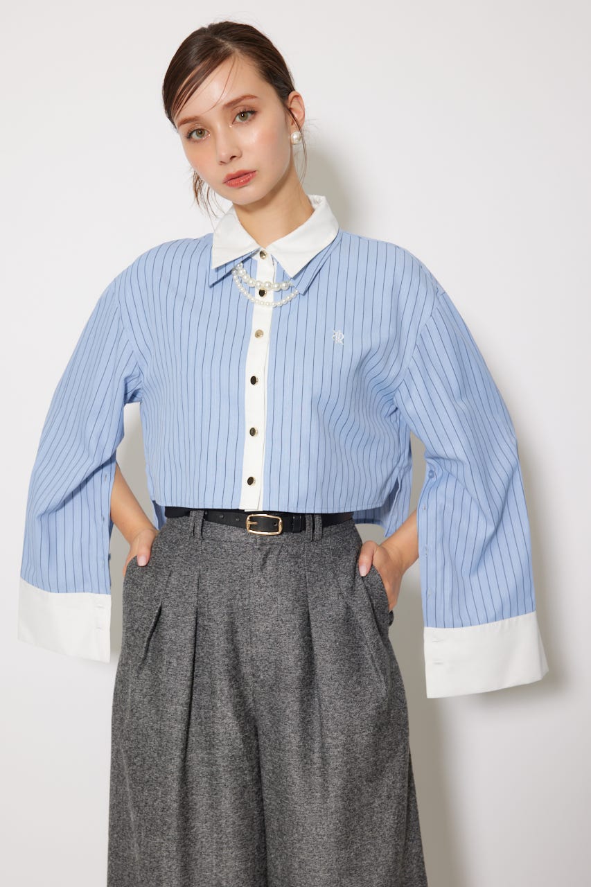 パールチェーンシャツ 柄BLU FREE