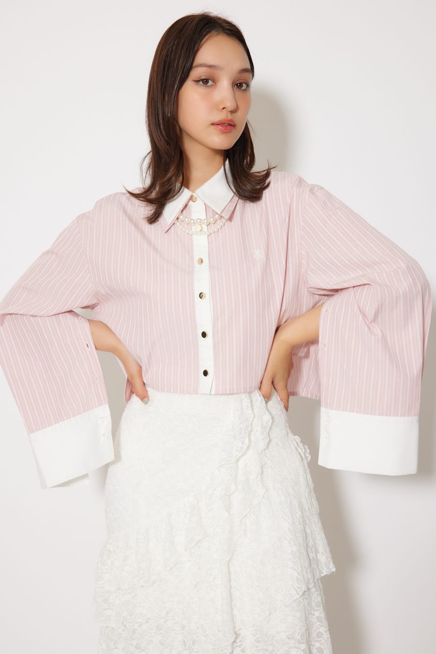 パールチェーンシャツ 柄PNK FREE